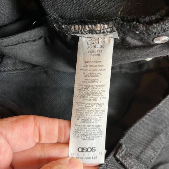 ASOS Design Women's Black Denim Cropped Jeans Button Fly Size 16 - Picture 9 of 10